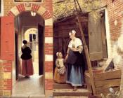 皮特尔 德 胡格 : The Courtyard of a House in Delft